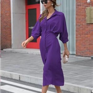 SHEIN Vibrant Purple Midi Dress